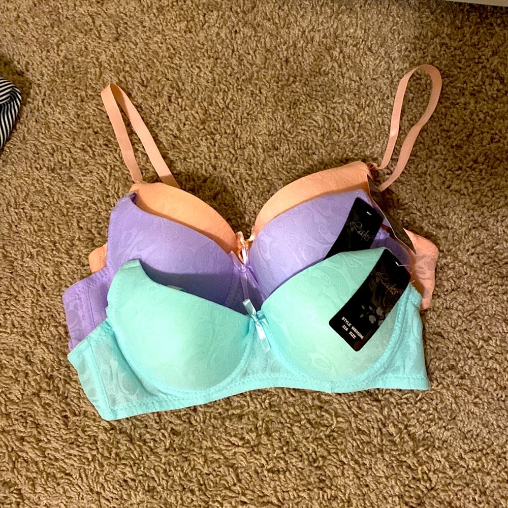Pastel bra set (3) Pink, Blue, Purple.